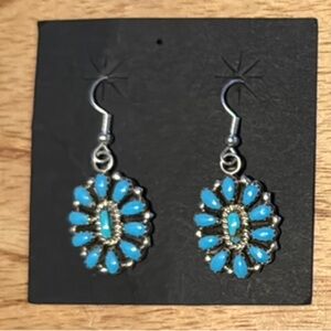 Blue and Silver Southwestern Earrings with Turquoise